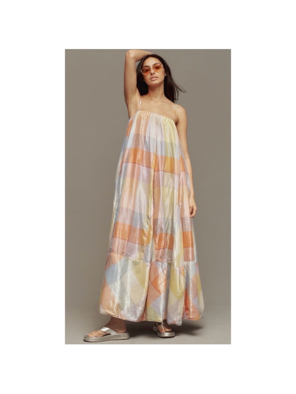 Anthropologie Maeve GUC Sleeveless Pastel Patchwork Maxi Dress - Multi